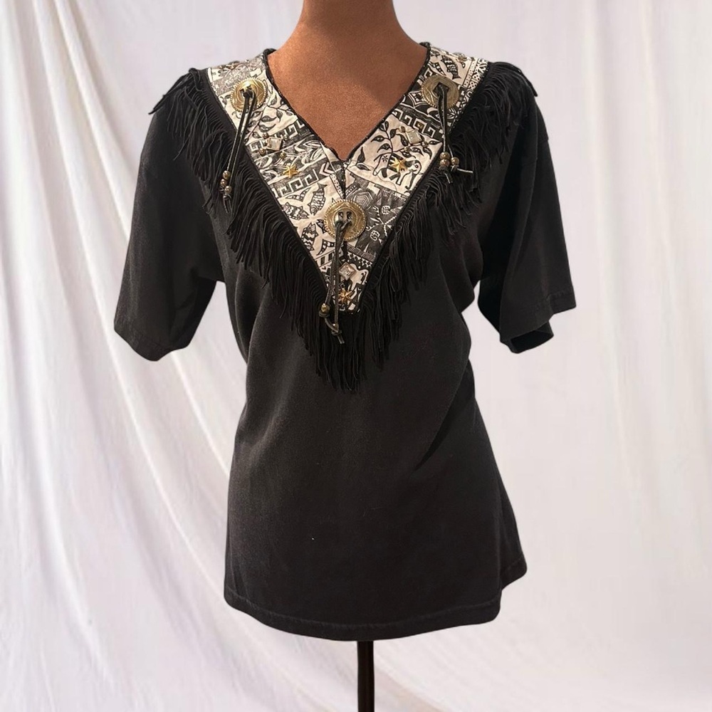 Vintage Cactus California 80s Fringe Western Vibe Top